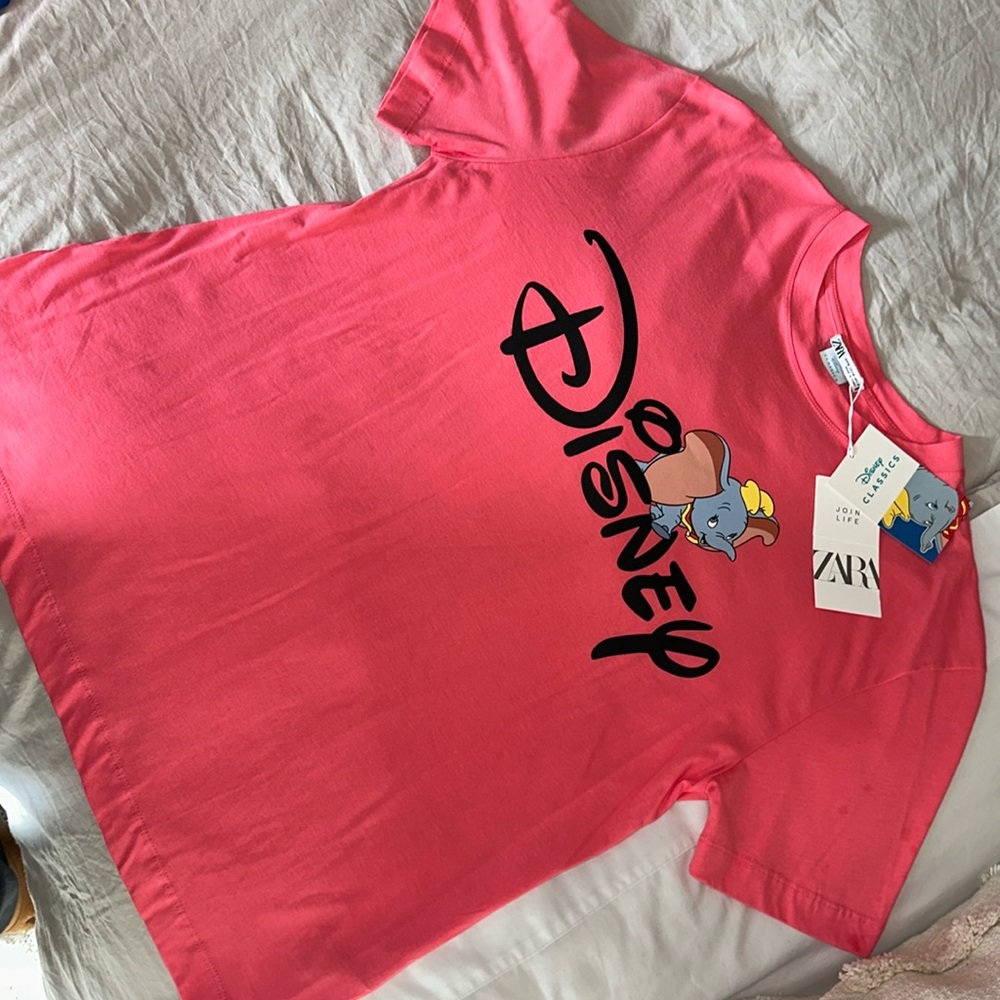 RARE ZARA DISNEY DUMBO blogger coral shirt size medium shirt